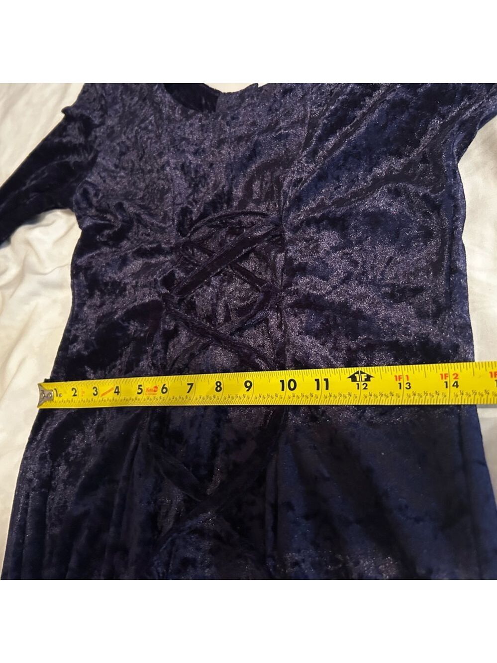 90s Royal Purple Crushed Velvet Goth Prom Fairycore Dress - Picture 11 of 12